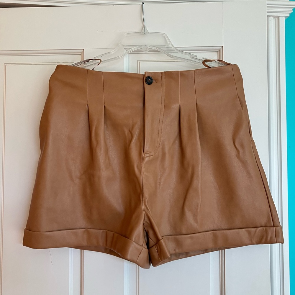 Tan Leather shorts